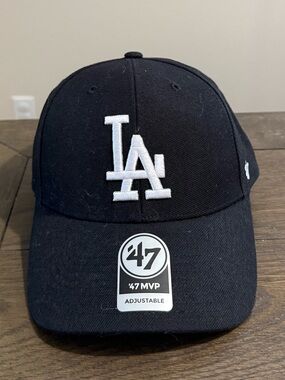 ’47 Los Angeles Dodgers Black Hat with White LA Emblem